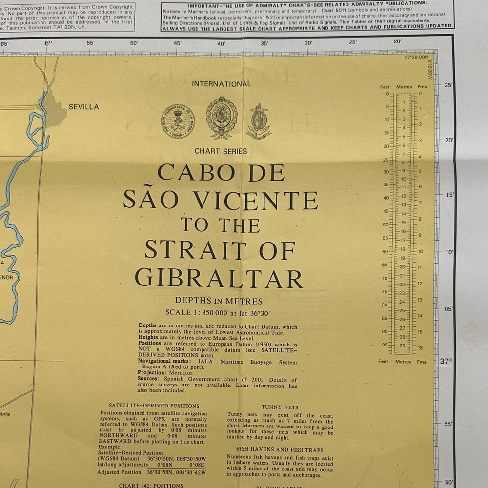 Nautical Chart of Cabo de São Vicente to the Strait of Gibraltar